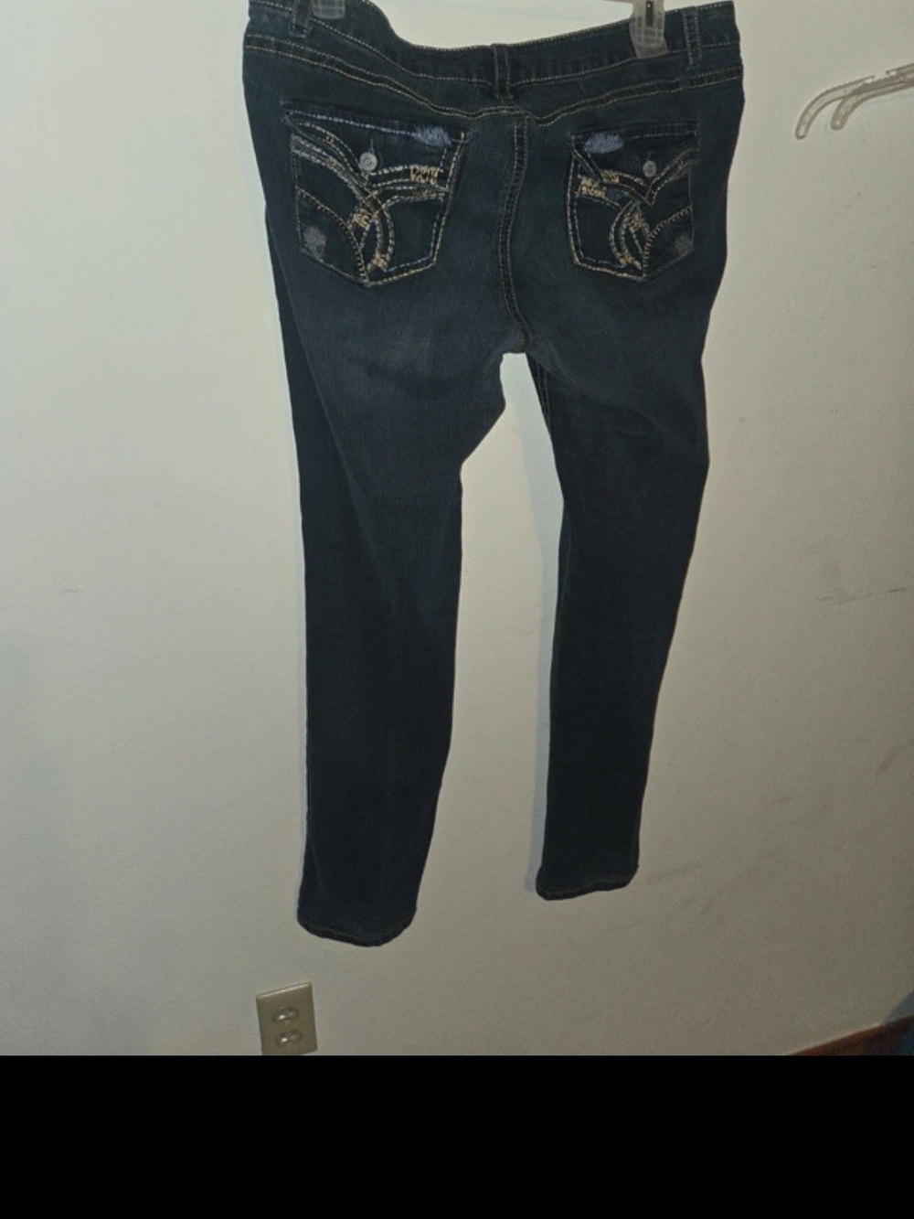 Paris Blues Dark Blue Skinny Jeans with Embroidered Back Pockets